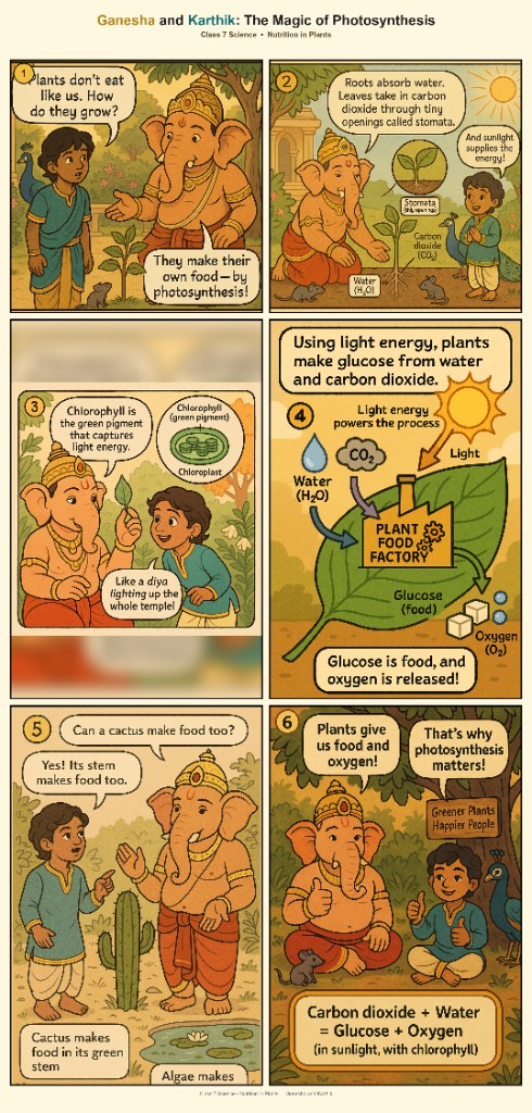 Ganesha and Karthik explore how plants make food through photosynthesis